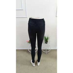Jean skinny déchiré à taille haute pour femme, 35673 - Noir - Product Image 5