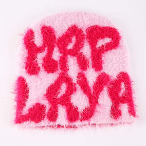 Nouveau style couleur unie imprimé bonnet chapeaux légers couleur personnalisée chapeaux bas quantité minimale de commande prix usine Mohair laine chapeaux - Product Image 3