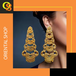 Factory Sale <b>Earrings</b> Set with Long Designed 22CT Gold Plated Jhumka Style Fancy <b>Earrings</b> Jewelry for Women Wear - Product Image 3
