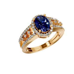 Elegante anillo de compromiso de oro sólido de 14K para mujer, diamantes cultivados en laboratorio IGI, zafiro sintético, fiesta de boda, personalizado, ODM, OEM fino - Product Image 6