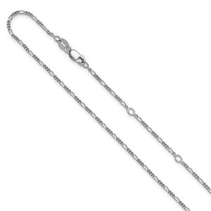 Leslie's Classic 1.45mm Figaro 1in+1in <b>Adjustable</b> Chain in 14k <b>Gold</b> with Rhodium Plating Featuring Pearl Charms-for Gift - Product Image 1