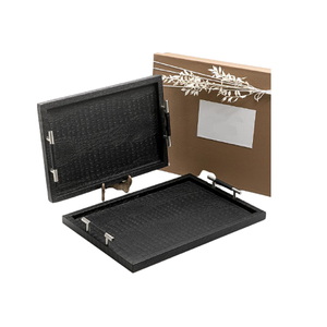 ถาดเสิร์ฟทำจากไม้และปอกระเจาพร้อมที่คลุมผ้าคุณภาพพิเศษสำหรับใช้ในโรงแรมหรือที่บ้านสำหรับเสิร์ฟช็อกโกแลต - Product Image 3