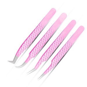 Pinzas puntiagudas de acero inoxidable japonesas al por mayor pinzas de extensión de pestañas de agarre de diamante colorido de alta calidad volumen - Product Image 1