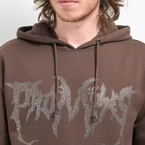 Sweat-shirts à capuche en polaire pour hommes, de qualité supérieure, design tendance, avec strass, cordon de serrage, écologiques, séchage rapide, OEM - Product Image 5