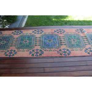 Tapis turc vintage 2,7x10,6 pi (82x322 cm), tapis en laine rouge - Product Image 3