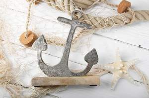 Ancre de fabrication fiable pour décoration de 22 cm en métal et bois, cadeau d'anniversaire, de départ, de mariage, argentée, maritime - Product Image 4