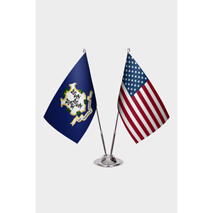 Drapeaux du Connecticut et des États-Unis imprimés numériquement avec mât en aluminium - Product Image 1