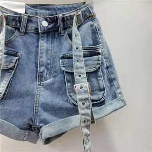 Dernier design Ensemble short en jean de rue Veste à manches courtes et jupe courte en jean Ensemble deux pièces pour femme - Product Image 3