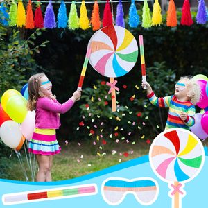 Sucette Pinata Bonbons Pinata <span class=keywords><strong>pour</strong></span> Filles <span class=keywords><strong>Anniversaire</strong></span> avec Bandeau et Bâton de Chauve-Souris Confettis Enfants Décorations De Fête D'<span class=keywords><strong>anniversaire</strong></span> - Product Image 6