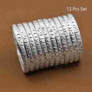 กำไลข้อมือทองเหลืองชุบเงินแบบขายส่ง แฟชั่นดั้งเดิม งานสั่งทำ ชุด 12 ชิ้น สำหรับงานปาร์ตี้ - Product Image 1