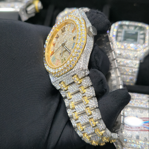 Montre de luxe en moissanite à taille brillante automatique D VVS avec fonction date, boîtier en acier inoxydable pour hommes et femmes - Product Image 2