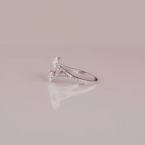 Bague de fiançailles en or massif 14K serti caché style classique accent diamant taille ovale diamant créé en laboratoire certifié IGI - Product Image 3