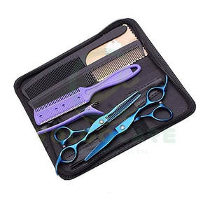 Tijeras de peluquero Juego de tijeras de peluquería con tijeras de adelgazamiento de cabello de acero inoxidable para hombres Mujeres Mascotas 10 piezas - Product Image 6