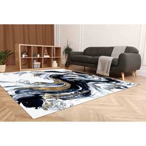 Alfombra de Mármol Negro y Dorado: Arte Abstracto de Lujo, Alfombra Personalizada, Alfombra de Chenilla - Product Image 4