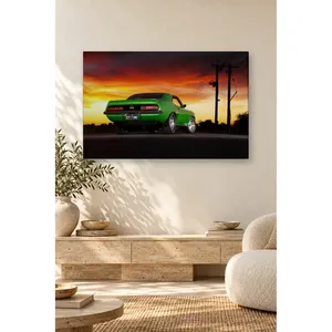 Impression sur toile Fida Green Camaro SS au coucher du soleil - Product Image 4