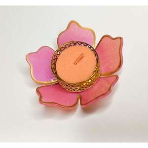 Portavelas decorativo de resina, diseño de flores, estilo Art Deco, forma redonda, Diwali, decoración del hogar - Product Image 2