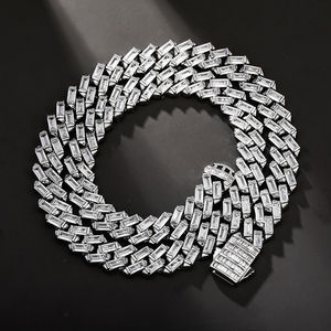 Top moda Hip-Hop joyería S925 plata 20mm completo Iced Out Moissanite cadena cubana hombres Collar para venta al por mayor - Product Image 1