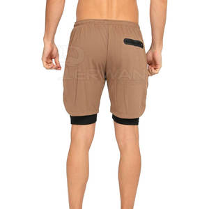 Wholesale Quick Dry Men's Double-<b>Layer</b> Cotton Shorts High Street Style Solid Pattern <b>Mid</b> Waist Low Available OEM Service Low MOQ - Product Image 6