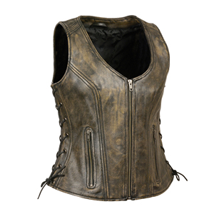 Chaleco de cuero auténtico sin mangas con cuello en V y logotipo personalizado para mujer, ropa exterior acolchada para montar, diseño corto elegante a la moda, 2025 - Product Image 3