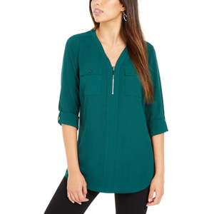 Top Utility da Donna NY Collection, Design Traspirante in Verde Scuro per la Primavera, Disponibile nelle Taglie Petite e Large - Product Image 1