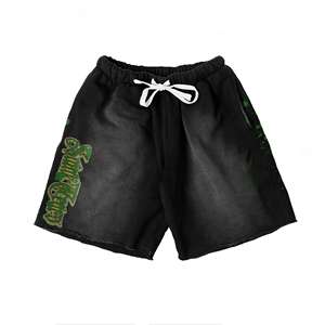 Ensemble T-shirt et short de sport d'été pour homme, tricoté uni, style urbain, avec lettres imprimées et effet froissé, qualité supérieure, vente en gros - Product Image 2