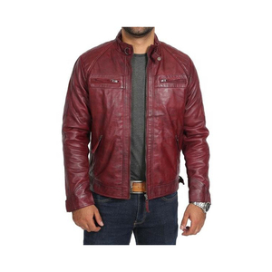 Grossiste Fashion Wear Veste en cuir Veste en cuir véritable pour hommes avec fermeture éclair produit à vendre - Product Image 4
