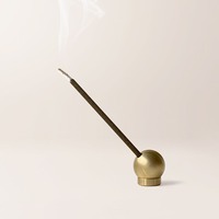 Soporte de incienso cilíndrico plateado, soporte de palo de metal de lujo moderno, accesorio de decoración de meditación hecho a mano, quemador de mesa elegante