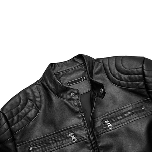 Chaqueta de Cuero Genuino 100% Personalizada para Hombre, Estilo Elegante y Ajustado con Logotipo Frontal, Diseño Sólido Informal, Chaqueta de Invierno con Cierre para Hombre - Product Image 4