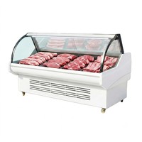 Vitrina Refrigerada Premium para Exhibición de Carne, con Vidrio Curvo, para Carnes Frescas, Filetes, Comida para Llevar y Carnicerías