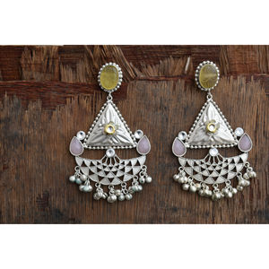 Aretes de Aro Grandes con Piedras de Latón con Aspecto de Plata 2025, Hechos a Mano, Estilo Tradicional, para Niñas y Mujeres - Product Image 2