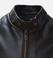 Veste en cuir de vachette véritable de qualité supérieure pour homme, col montant, coupe ample, fermeture à boutons, personnalisation disponible