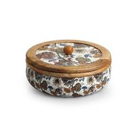 Boîte à Chapati en Bois Faite à la Main de Haute Qualité, Sculptée Décorativement, avec Couvercle Rabattable et Cuillère Incluse – Idéale pour Présenter des Rotis Modernes