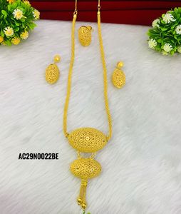 Ensemble collier plaqué or de mariée Long collier boucles d'oreilles Bijoux de mode pour les mariages fêtes Cadeaux-Achat en ligne disponible! - Product Image 2