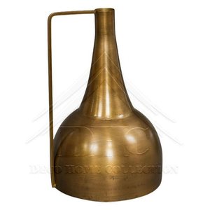 Florero de metal elegante rústico de diseño único Acabado pulido dorado desgastado para decoración de boda inspirada en la granja - Product Image 1