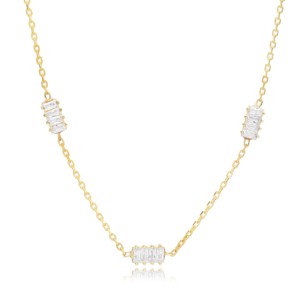 Collar con Colgante de Piedra Baguette de Diseño Rectangular para Mujer, Hecho a Mano en Turquía, Joyería de Plata de Ley 925 al por Mayor - Product Image 4