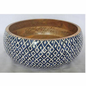 Cuencos de madera con estampado de esmalte rústico moderno, plato redondo para servir ensaladas, recubierto con papel para fiestas, cuencos decorativos de esmalte de madera - Product Image 1