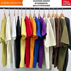 OEM Custom Logo Drop Shoulder Graphic Heavyweight T-shirt Luxury Blank Heavy Cotton Streetwear Boxy Oversized <b>Tshirts</b> Mens - Product Image 2