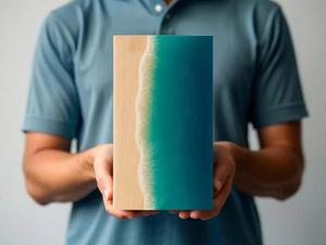 โกศแกะสลักทำจากไม้เป็นรูปคลื่นของมหาสมุทรทำด้วยมือทำจากเรซินรูปกันเป็นที่ระลึกสำหรับตกแต่งเถ้ากระดูกดีไซน์ทันสมัย - Product Image 4