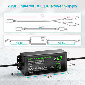 72W Universal <b>AC</b> DC <b>Adapter</b> Adjustable 3V-24V <b>Switching</b> Power Supply LED Display 13 Tips Router CCTV Printer Strip CE FCC RoHS - Product Image 2