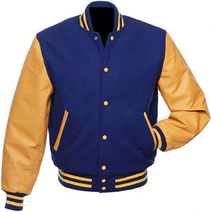 Blouson aviateur Letterman de baseball universitaire en laine reconstituée pour hommes avec manches en cuir et tissu tissé pour l'extérieur-Appto - Product Image 2