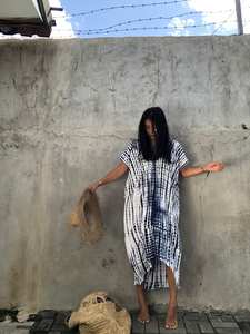 Kaftan fait à la main rouge Tie Dye robe bohème Maxi Kaftan plage couvrir Resort Wear femmes taille libre vêtements de détente - Product Image 3