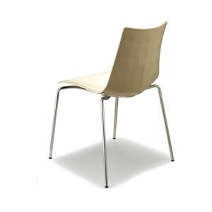 Stackable Two-Tone Polymer <b>Dining</b> <b>Chair</b>, Four-Leg Chrome or Painted Metal Frame, for Restaurant Cafe Hotel and Terrace - Product Image 3