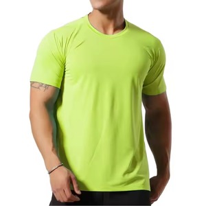 Camiseta de rendimiento de ajuste Atlético verde lima neón de alta visibilidad con mangas cortas de tela transpirable que absorbe la humedad - Product Image 5