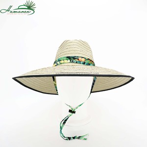 Hot sale 2024 White rotating straw hat with green and yellow textured fabric, black hem and chin <b>laces</b> model HA275 - Product Image 3