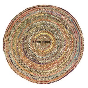 Handwoven Braided Round Chindi Sisal Jute and Cotton Rugs and Carpet Beautiful Indian Natural Pattern for Your Home Carpet - Product Image 6