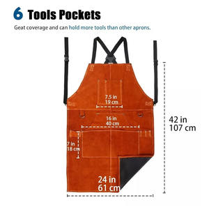 Delantal de soldadura de cuero con bolsillos Delantal resistente al calor resistente a la llama Resistente a la abrasión Soldadores contra incendios Ropa DE TRABAJO - Product Image 2