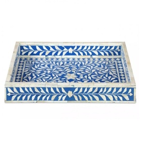 ถาดเสิร์ฟอาหารฝังกระดูกลายดอกไม้หรูหราพร้อมแม่มุกสำหรับร้านอาหารและโรงแรมถาดเสิร์ฟจากอินเดีย - Product Image 4