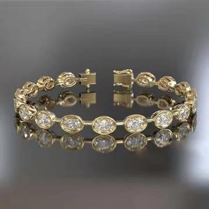 Classic 14K Yellow Gold Tennis Bracelet Dainty Wedding Jewelry with Moissanite and Diamond Perfect Party <b>Gift</b> - Product Image 1