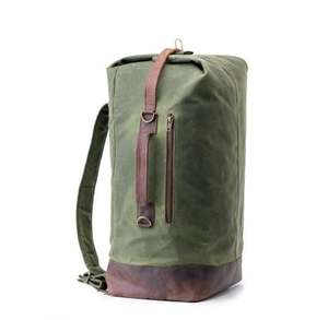 Sac de week-end en toile et cuir ciré personnalisé personnalisé Sac polochon à la mode avec fermeture à glissière - Product Image 1