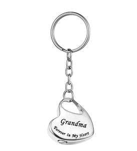 Grand-mère métal famille en coeur en acier inoxydable mémorial souvenir urne porte-clés pour cendres crémation bijoux taille personnalisée - Product Image 3